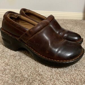 BOC Born Concept Shoes Womens Peggy Clogs Leather Slip On Casual Wedge Size 7